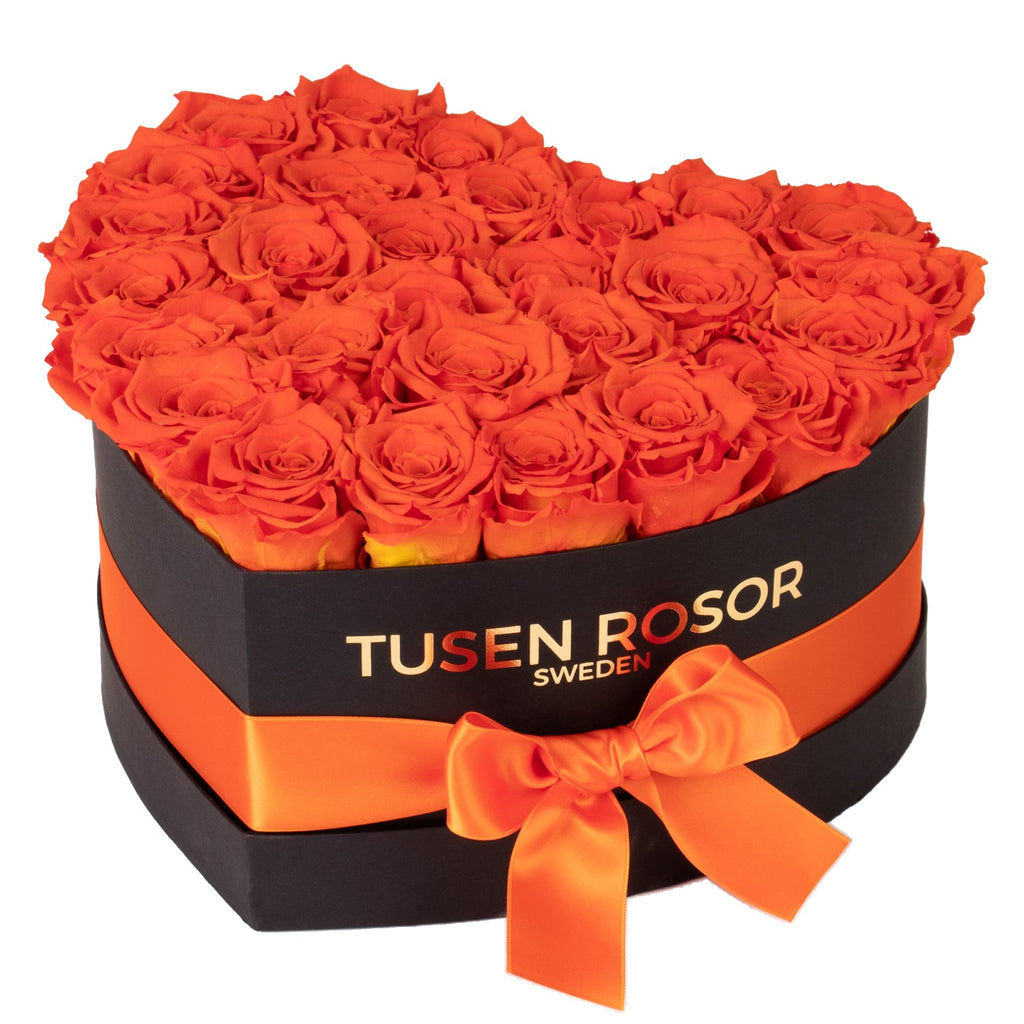 Orange rosor | Hjärtbox Tusen rosor