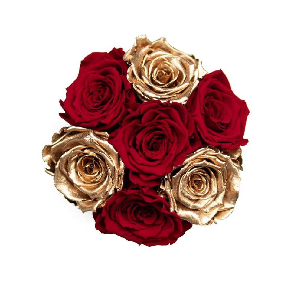 Röda rosor & 24k Guld | Basic dome Tusen rosor